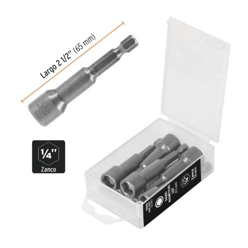 ESTUCHE CON 5 DADOS MAGNETICOS DE 3/8" LARGO 2-1/2" EXPERT