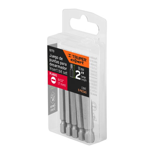 ESTUCHE CON 5 PUNTAS PLANAS 9/32 LARGO 2 TRUPER