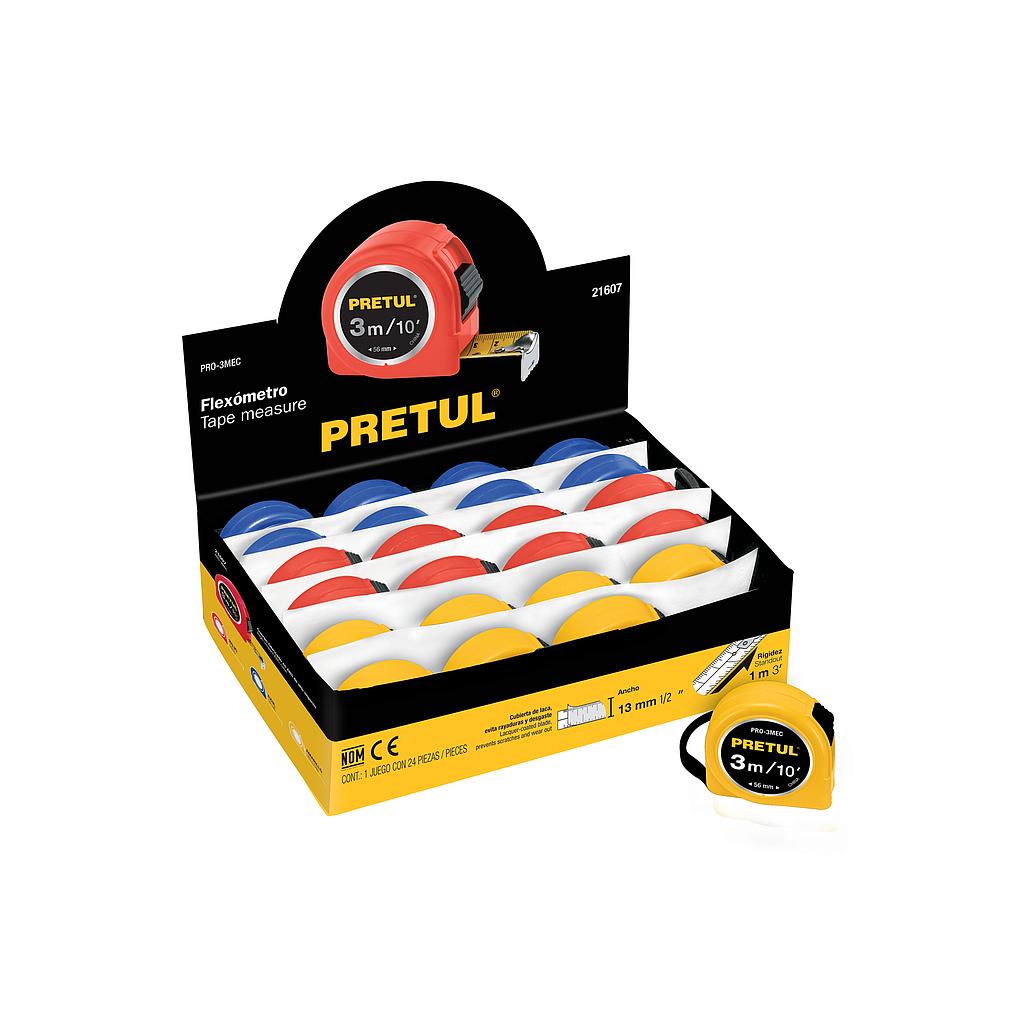 FLEXOMETRO 3 MTS EN COLORES PRETUL