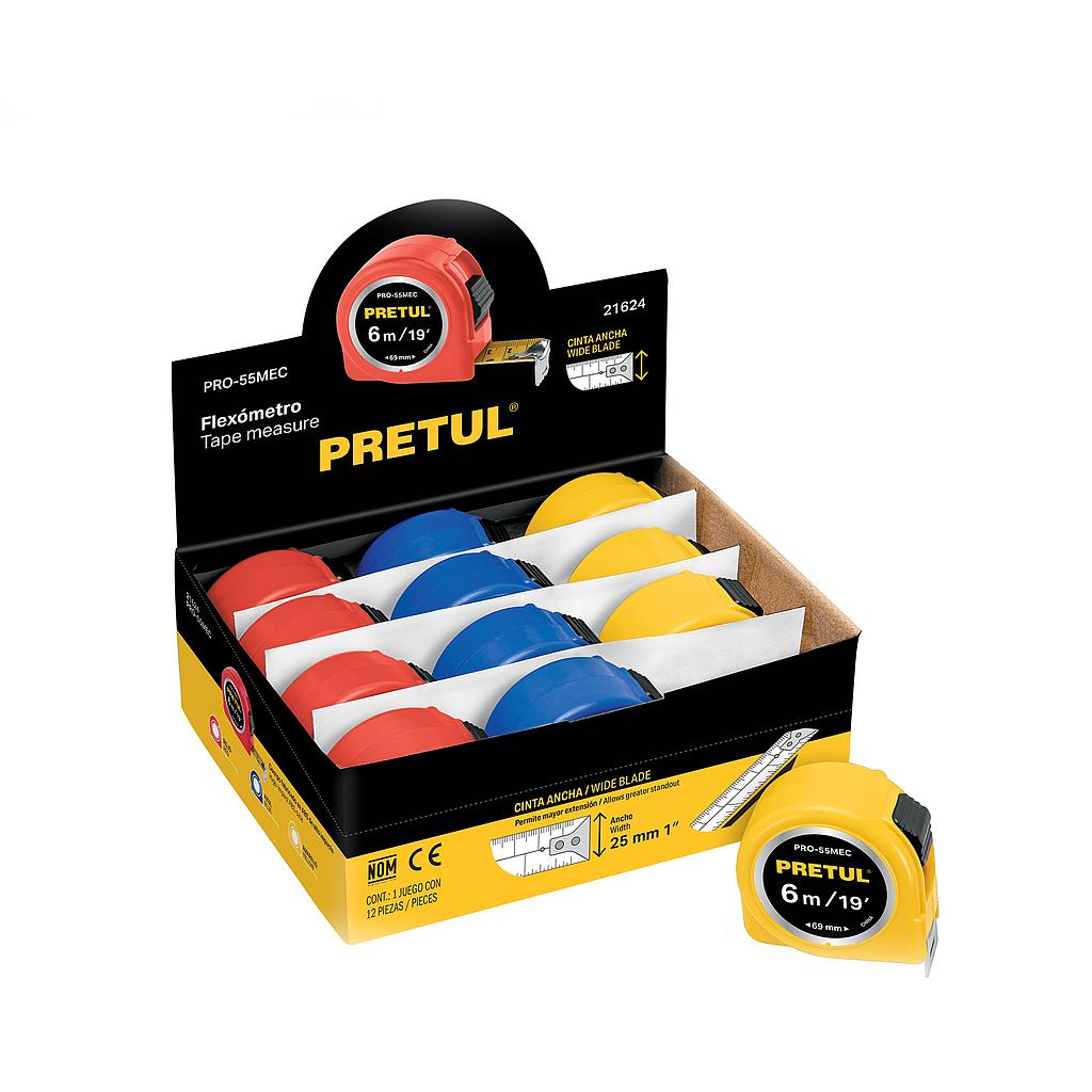 FLEXOMETRO 5.5 MTS EN COLORES PRETUL