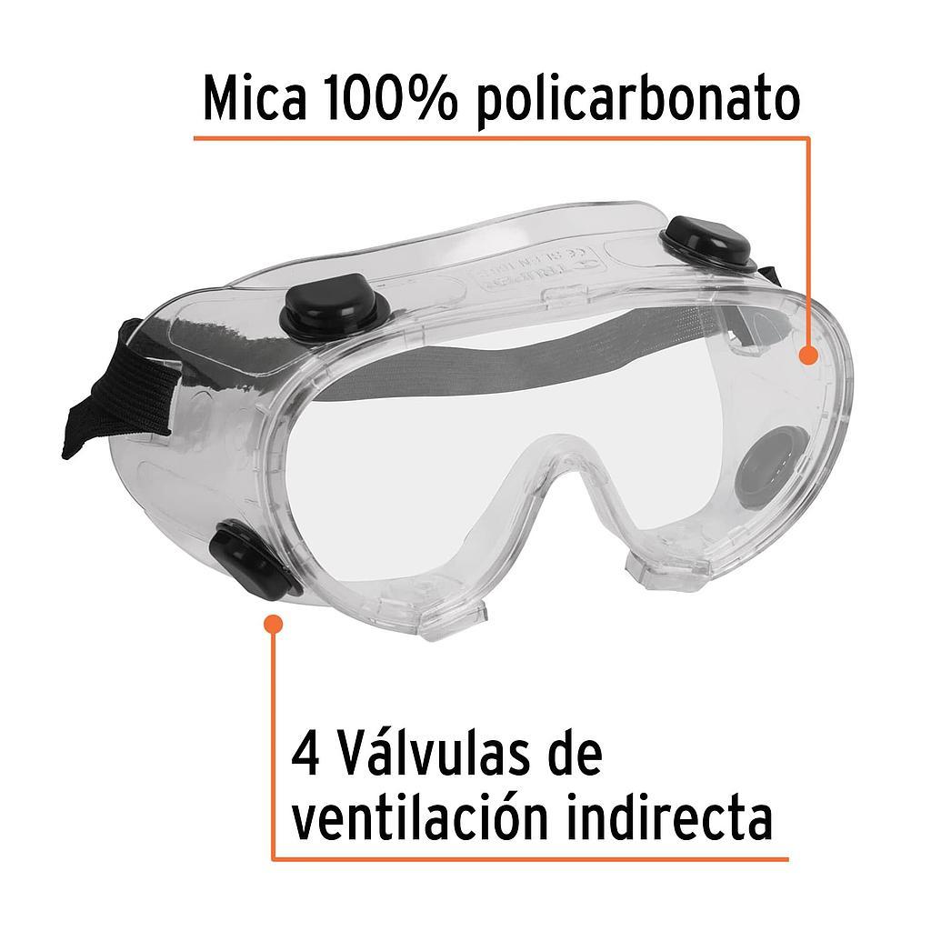 GOGGLES DE SEGURIDAD CON VALVULAS DE VENTILACION INDIRECTA