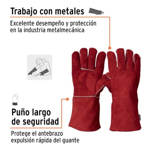GUANTE CARNAZA ROJO PARA SOLDADOR  PUÑO LARGO TRUPER