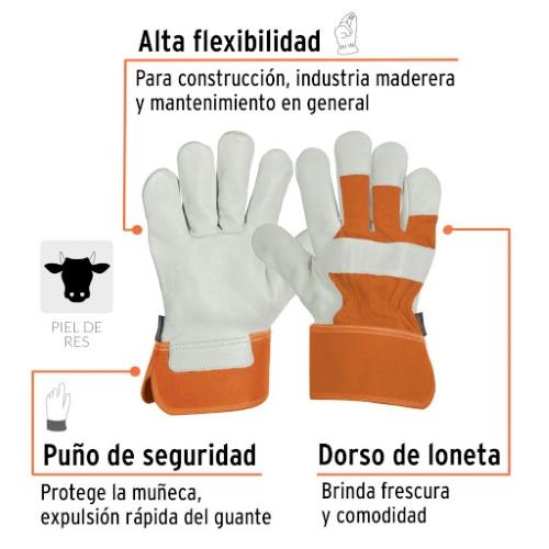 GUANTES DE PIEL DE RES Y DORSO DE LONETA TRUPER