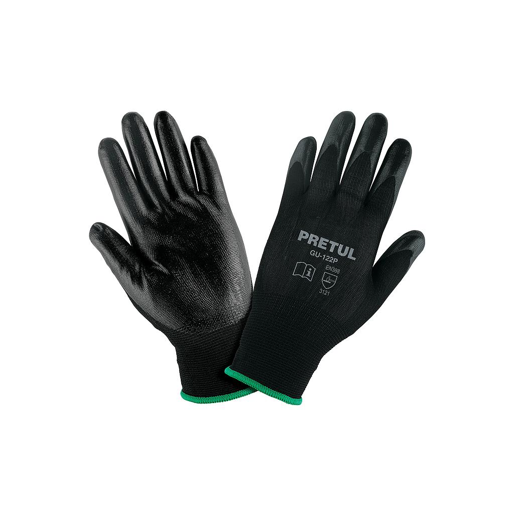 GUANTES DE NYLON RECUBIERTOS DE NITRILO  M  PRETUL
