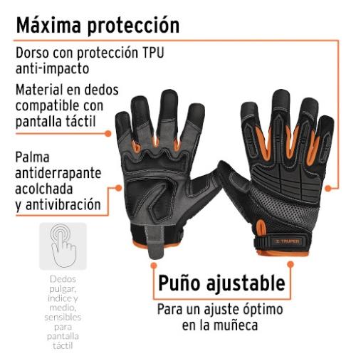 GUANTES PARA MECANICO CON ANTIIMPACTO UNITALLA TRUPER EXPERT