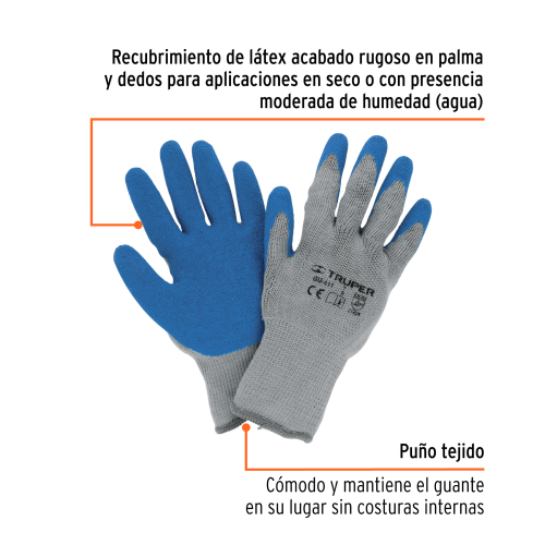 GUANTES DE POLIÉSTER C/RECUBRIMIENTO DE LÁTEX RUGOSO CH TRUPER