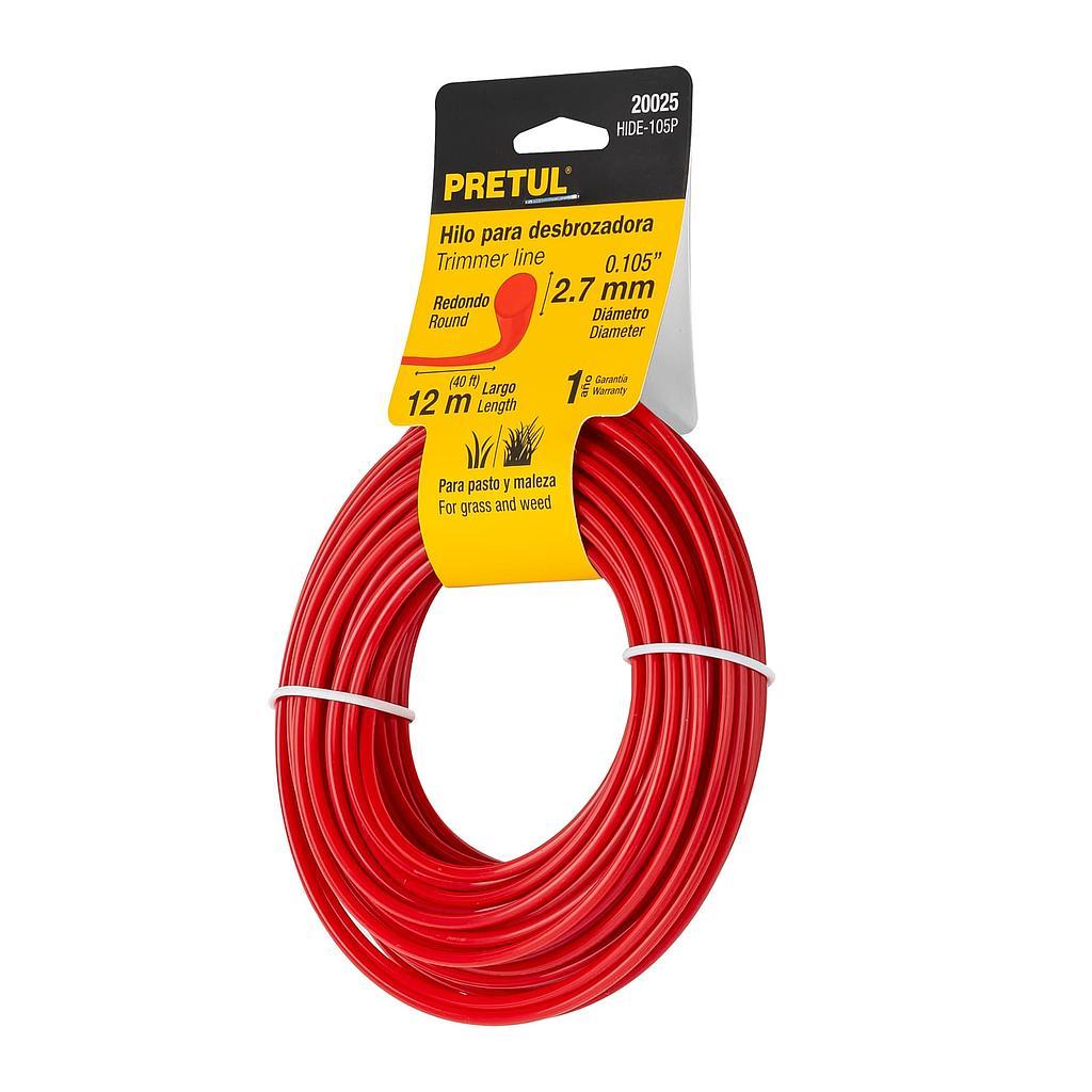 HILO REDONDO  PARA DESBROZADORA  2.7 mm X 12 m  TARJETA  PRETUL