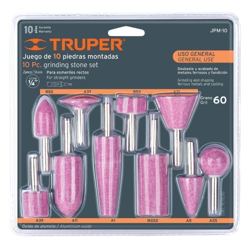 JUEGO DE 10 PIEDRAS MONTADAS ZANCO 1/4" USO GENERAL TRUPER