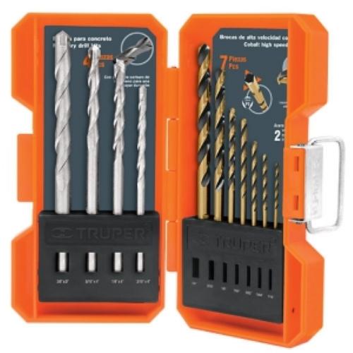 JUEGO DE 11 BROCAS PARA METAL Y CONCRETO EN ESTUCHE TRUPER