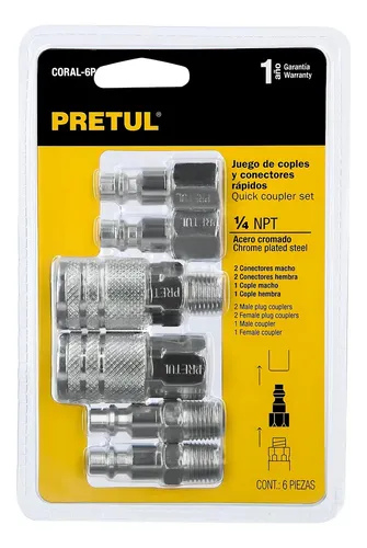 JGO COPLES Y CONECTORES ACERO CROM PRETU (CORAL-6P)