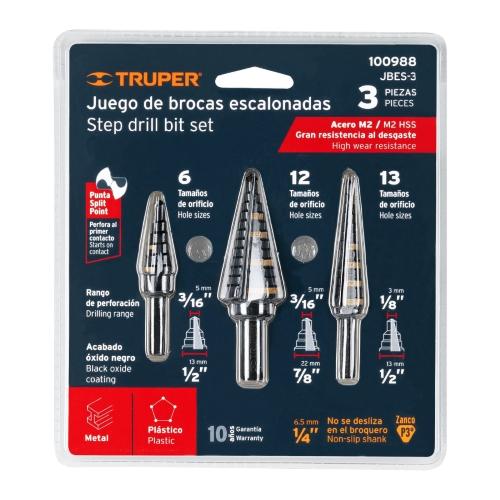 JGO DE 3 BROCAS ESCALONADAS OXIDO NEGRO TRUPER