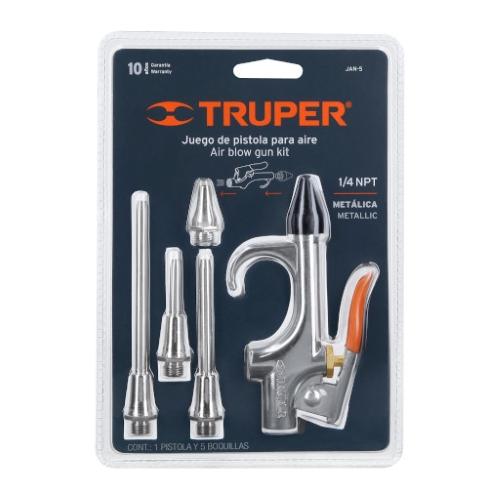 JUEGO DE PISTOLA SOPLETEADORA CON 5 BOQUILLAS 1/4" NPT TRUPER