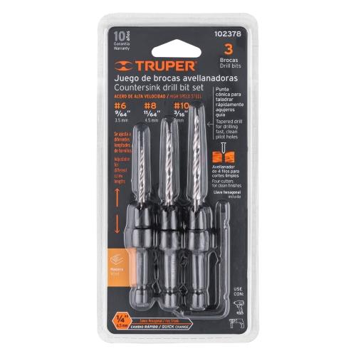 JUEGO 3 BROCAS AVELLANADORAS P/MADERA TR