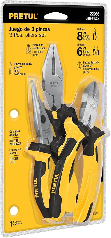 JUEGO DE 3 PINZAS COMFORT GRIP PRETUL