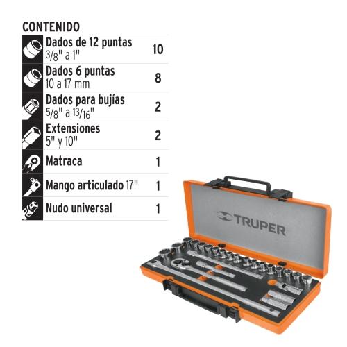 JUEGO DE DADOS DE 26 PZS TRUPER