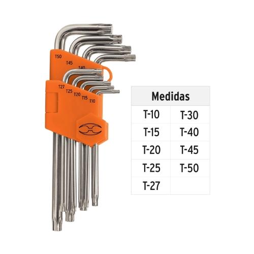JUEGO DE LLAVE TORX 9PZ EXTRALARGAS TRUP