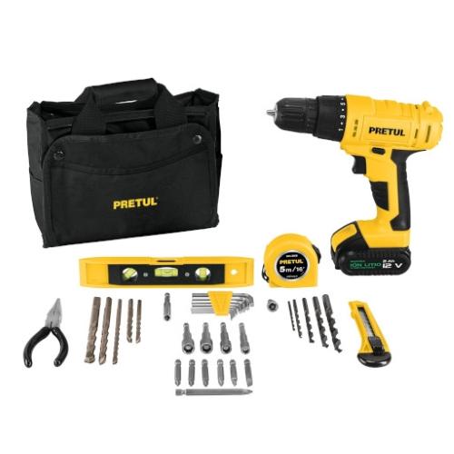 KIT DE TALADRO 12V-3/8 Y ACCESORIOS PRET