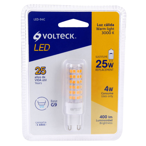 LAMPARA DE LED TIPO CAPSULA  4 W BASE G9 LUZ CALIDA