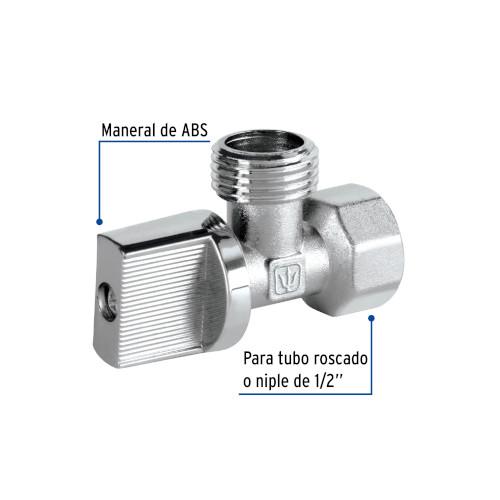 LLAVE ANGULAR 1/2 Plg. 1/4 DE VUELTA ROSCABLE BASIC