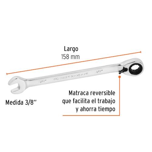 LLAVE COMBINADA 3/8 C/MATRACA REVERSIBL