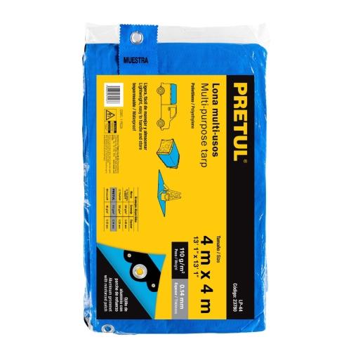 LONA DE POLIETILENO 4 m X 4 m  AZUL  110 g/m2  PRETUL