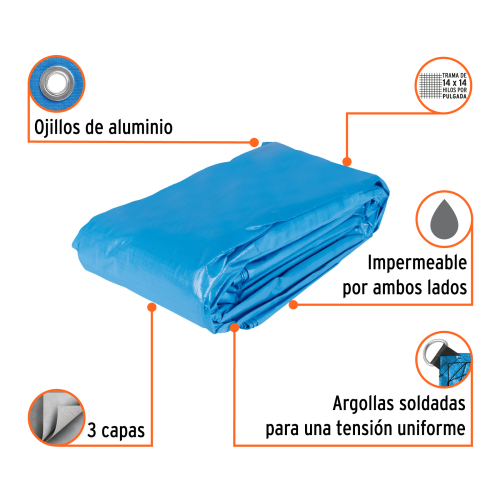 LONA AZUL REFORZADA DE  6 X 12 MTS TRUPER