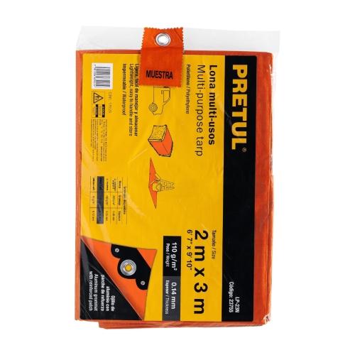 LONA PLASTICA 2X3 MTS NARANJA PRETUL