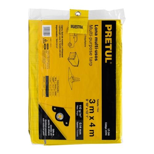 LONA PLASTICA 3X4 MTS AMARILLA PRETUL