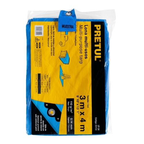 LONA DE POLIETILENO 3 m X 4 m  AZUL  110 g/m2  PRETUL