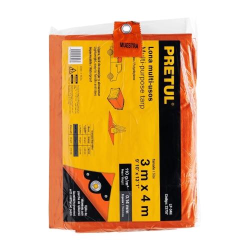 LONA PLASTICA 3X4 MTS NARANJA PRETUL