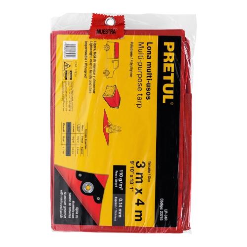 LONA PLASTICA 3X4 MTS ROJA PRETUL