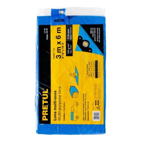 LONA PLASTICA 3X6 MTS AZUL PRETUL