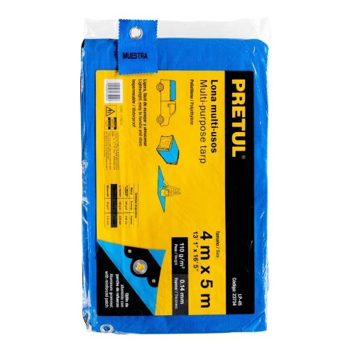 LONA PLASTICA 4X5 MTS AZUL PRETUL