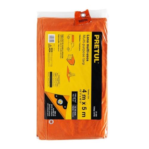 LONA PLASTICA 4X5 MTS NARANJA PRETUL