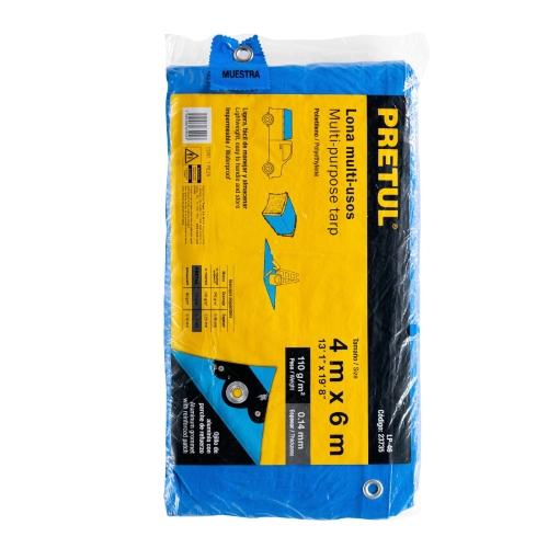 LONA DE POLIETILENO 4 m X 6 m  AZUL  110 g/m2  PRETUL