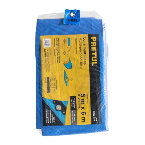 LONA DE POLIETILENO 5 m X 6 m  AZUL  110 g/m2  PRETUL