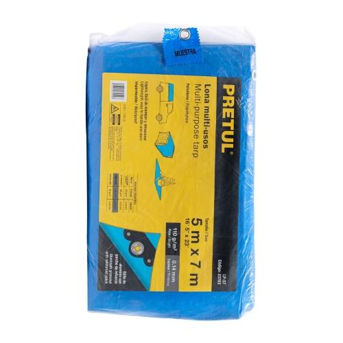 LONA PLASTICA 5X7 MTS AZUL PRETUL
