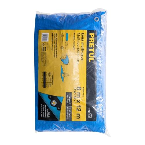 LONA DE POLIETILENO 6 m X 12 m  AZUL  110 g/m2  PRETUL