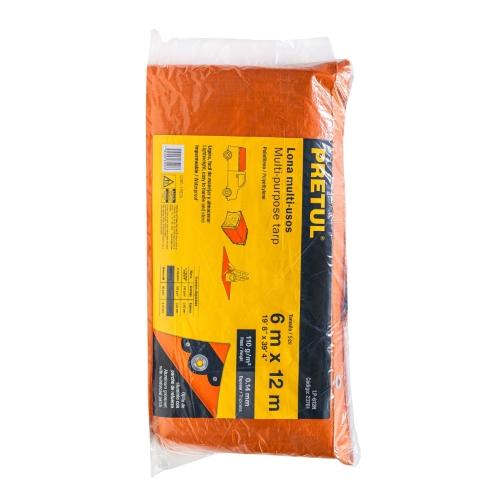 LONA DE POLIETILENO 6 m X 12 m  NARANJA  110 g/m2  PRETUL