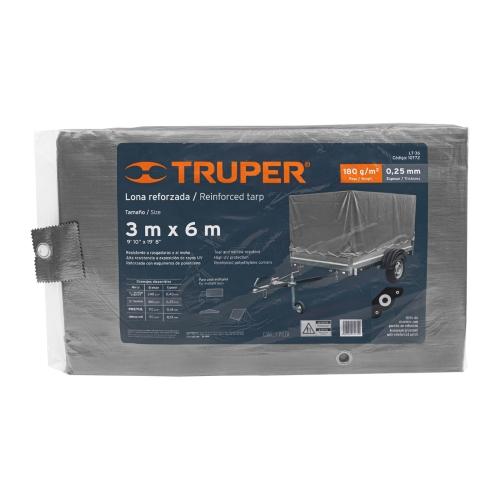 LONA REFORZADA 3MX6M TRUPER COLOR GRIS