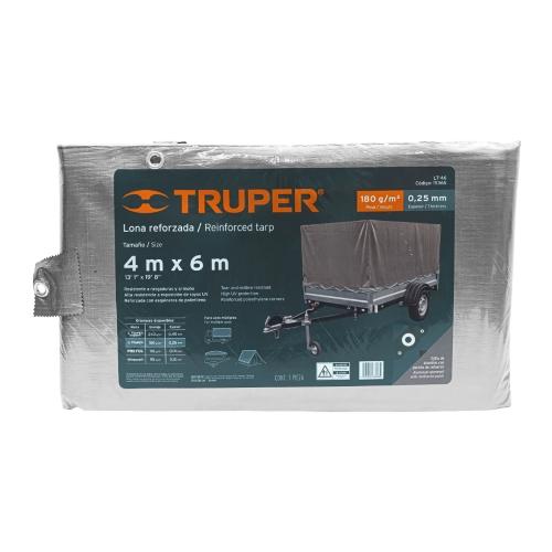 LONA DE POLIETILENO REFORZADA 4 m X 6 m GRIS 180 g/m2 TRUPER