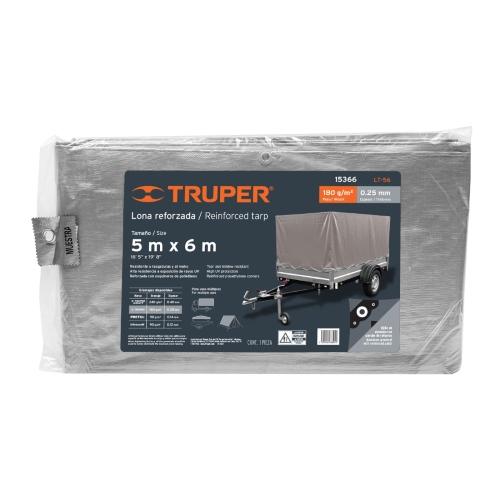 LONA REFORZADA 5MX6M TRUPER COLOR GRIS
