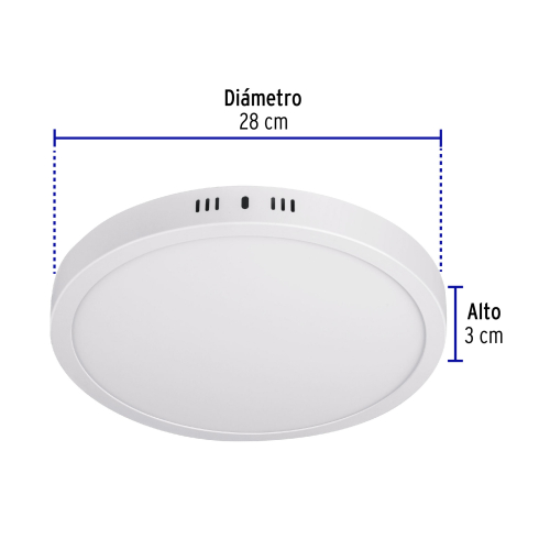 LUMINARIO LED TIPO PLAFON 24 W REDONDO LUZ CALIDA BLANCO