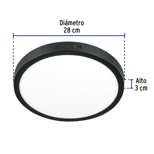 LUMINARIO LED TIPO PLAFON 24 W REDONDO LUZ DE DIA NEGRO