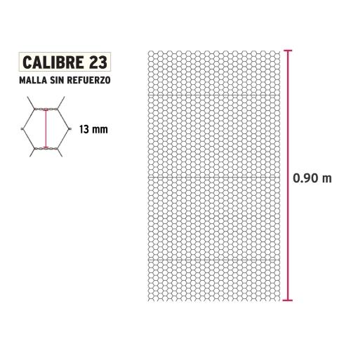 MALLA HEXAGONAL .90X45MT 13MM CALIBRE 23 FIERO