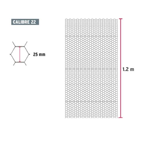 MALLA HEXAGONAL 1.20X45MT 25MM CALIBRE 22 FIERO