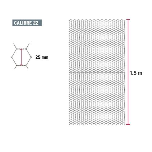 MALLA HEXAGONAL 1.50X45MT 25MM CALIBRE 22 FIERO