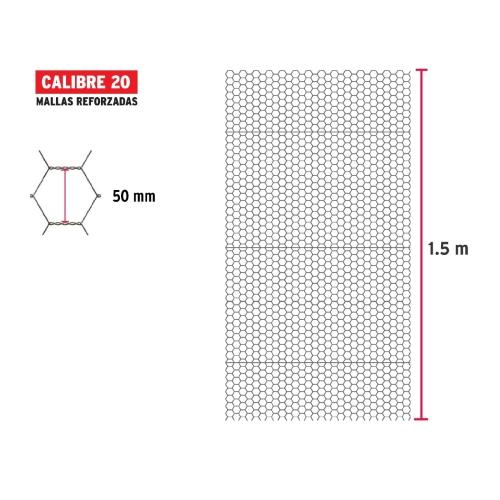 MALLA HEXAGONAL 1.50X45MT 50MM CALIBRE 20 FIERO