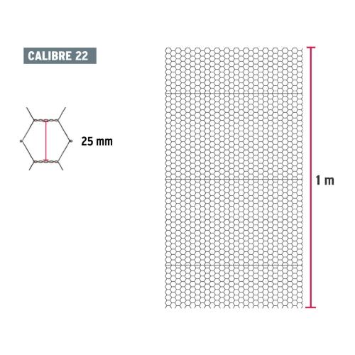 MALLA HEXAGONAL 1MX45MT 25MM CALIBRE 22 FIERO