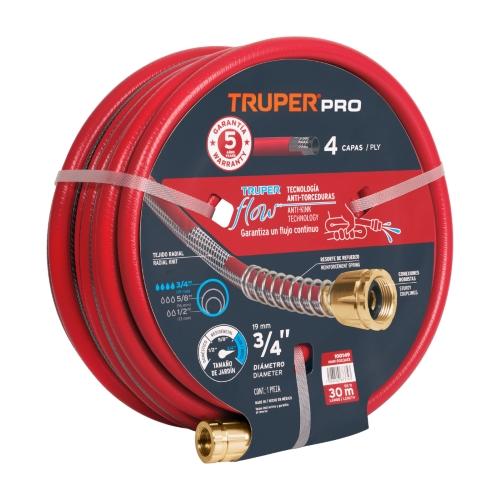 MANGUERA 3/4 SUPER REFORZADA 4 CAPAS CONEXIONES METAL 30M